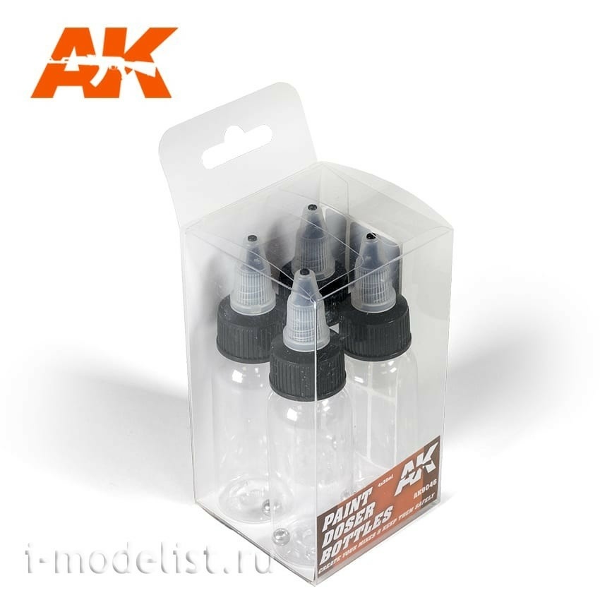 AK9046 AK Interactive Set of four bottles of 30 ml with a dispenser and a convenient screw cap.