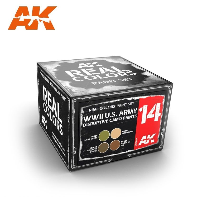 RCS014 AK Interactive Set of acrylic colors Real Colors WWII U.S. ARMY DISRUPTIVE CAMO PAINTS SET