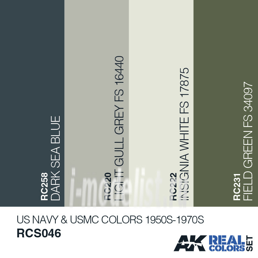 RCS046 AK Interactive realistic paint Set US NAVY & USMC COLORS 1950S-1970S