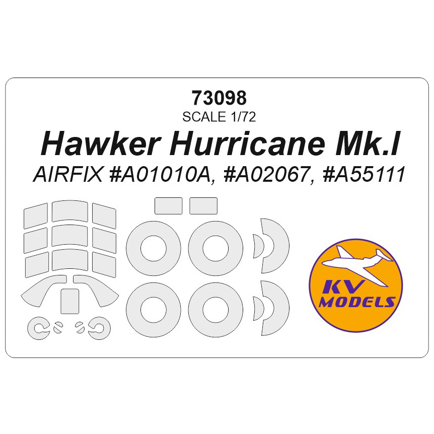 73098 KV Models 1/72 Hawker Hurricane Mk.I (AIRFIX #A01010A, #A02067, #A55111) + masks for wheels and wheels
