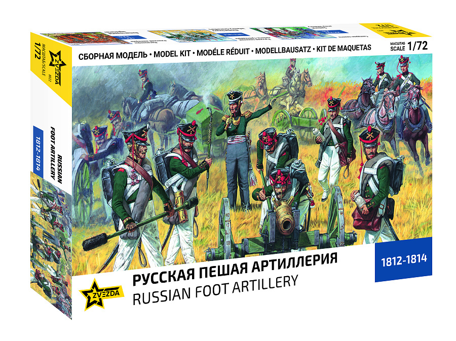 8022х Zvezda 1/72 Русская пешая артиллерия