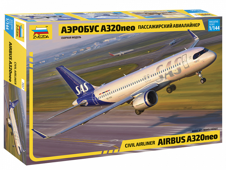 7037 Zvezda 1/144 Airbus a320neo Passenger airliner