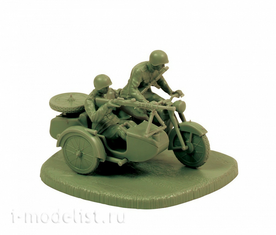 6277 Zvezda 1/72 Soviet motorcycle with sidecar and crew M-72