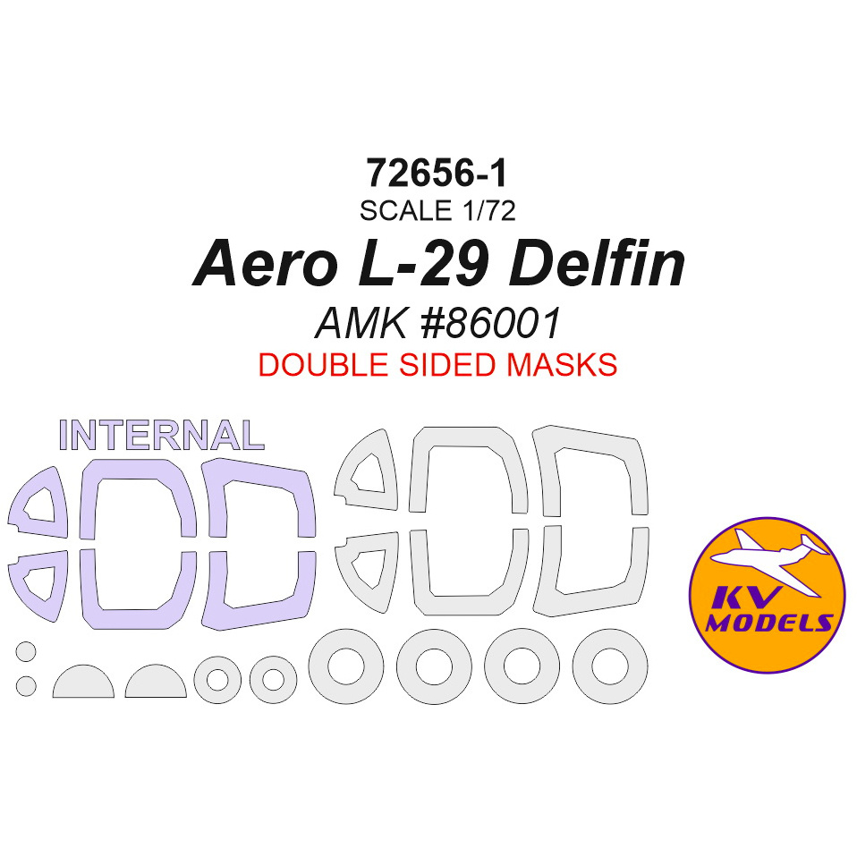 72656-1 KV Models 1/72 Paint mask for L-29 Delfin - (double-sided masks) + masks for rims and wheels