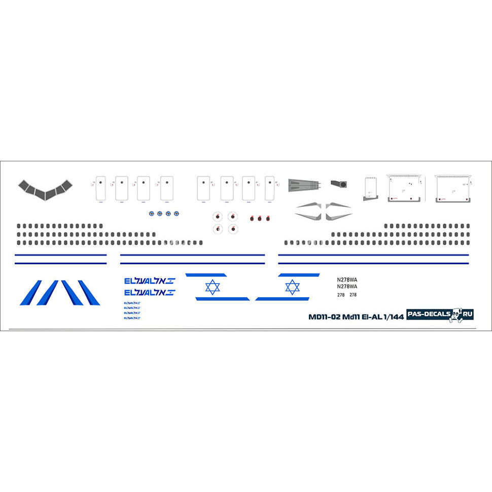 MD11-02 PasDecals 1/144 Декаль на MD-11 EL-AL
