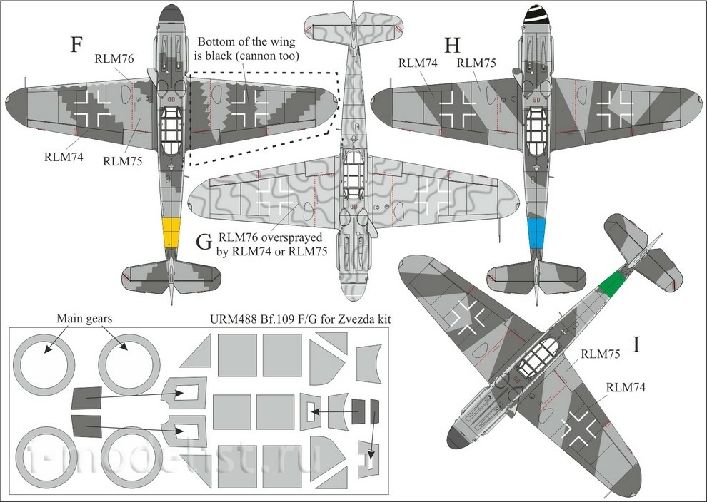 URS4815 Sunrise 1/48 Decal for Bf.109G-5/6/6 Trop without stencil + mask for the 