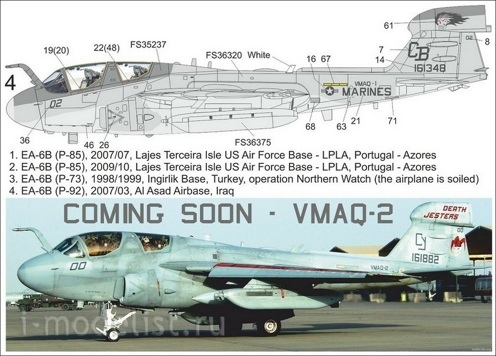 UR48123 Sunrise 1/48 Decal for EA-6B Prowler VMAQ-1