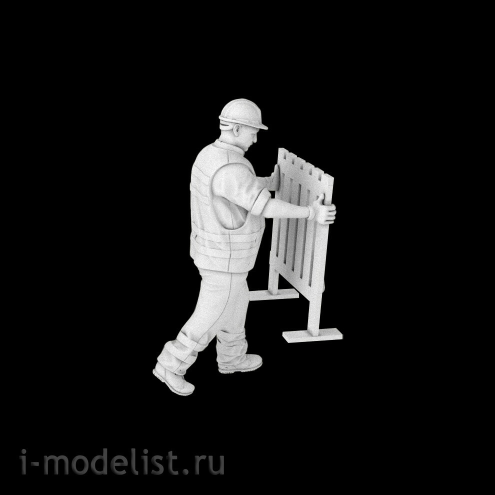 im35096 Imodelist 1/35 Worker Figure with Road Sign for Model 3650 Zvezda