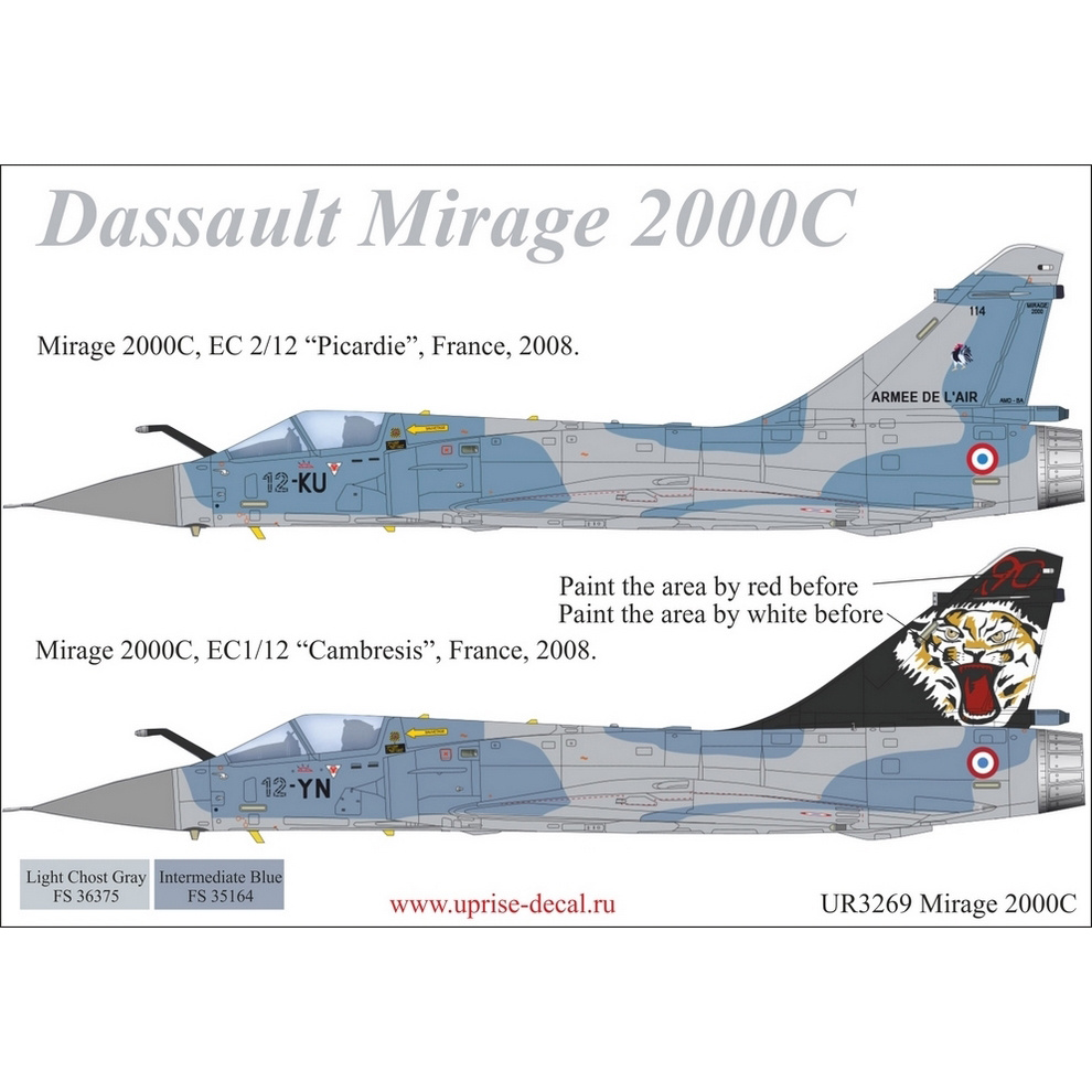 UR3269 Sunrise 1/32 Decals for Mirage 2000C EC2/12