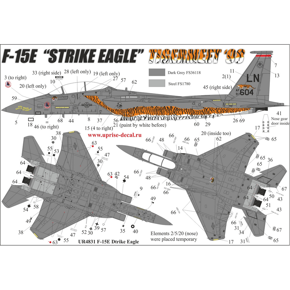 UR4831 Sunrise 1/48 Decal for F-15E Strike Eagle Tigermeet'98, since then. inscriptions